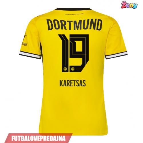 Lacne Ženy Futbalové dres Borussia Dortmund Konstantinos Karetsas #19 2026-27 Krátky Rukáv - Domáci